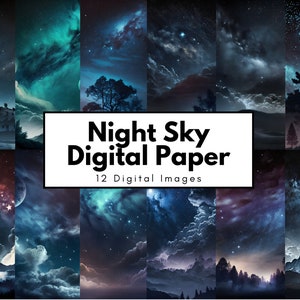 Night Sky Digitale Papiere für Planer, Junk Journals, Scrapbooking und mehr! Galaxy Starfield Celestial Paper Pack Hintergründe und Texturen