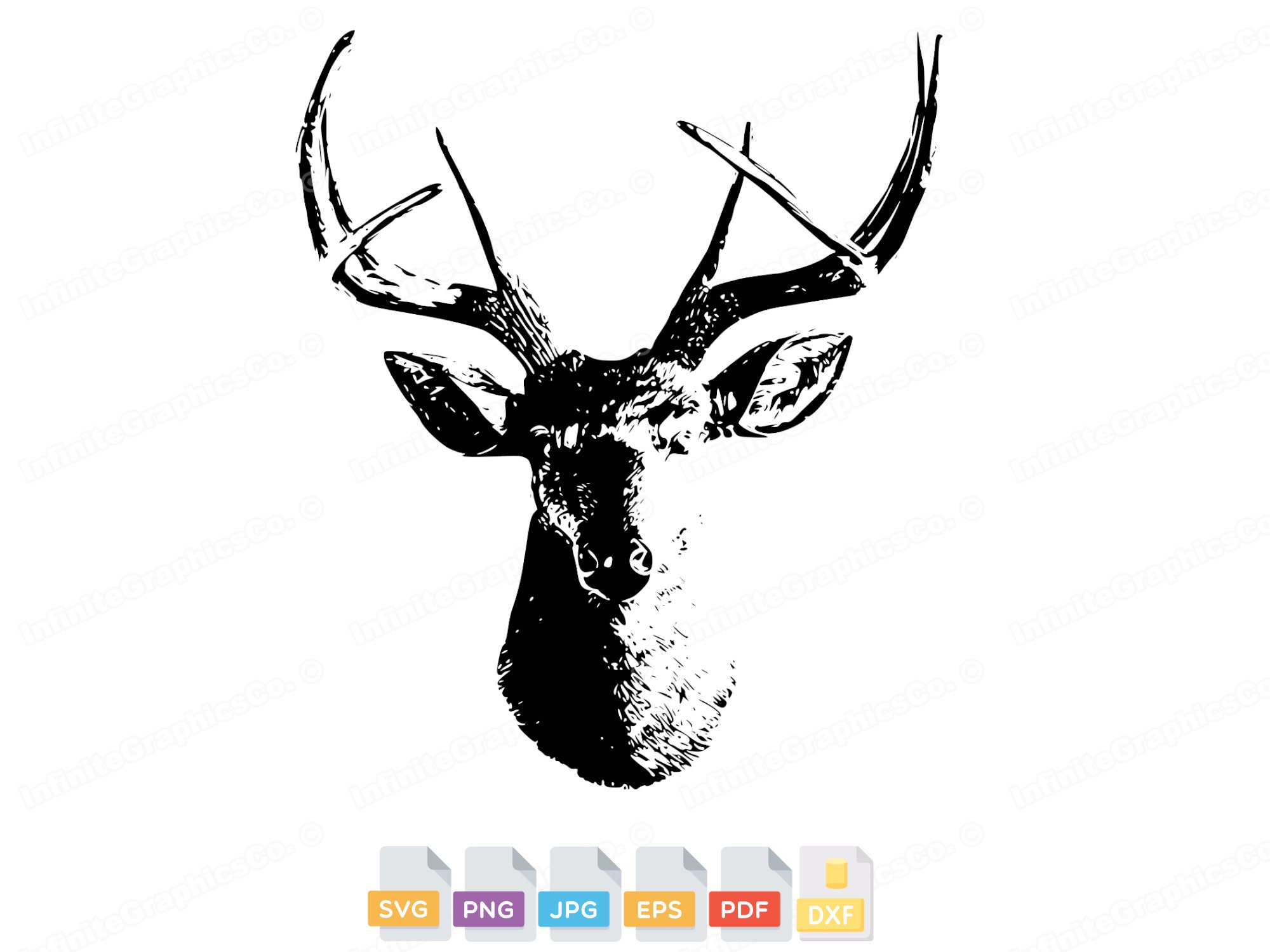 Deer Head SVG, Deer Head Clipart, Deer Head Sublimation, Deer Decal