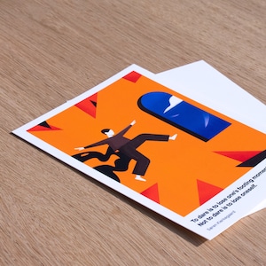 Postal con cita filosófica inspiradora de Kierkegaard