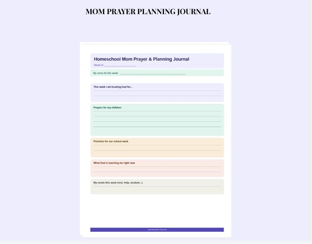 Homeschool Mom Prayer Journal Printable | Christian Planner for Moms ...