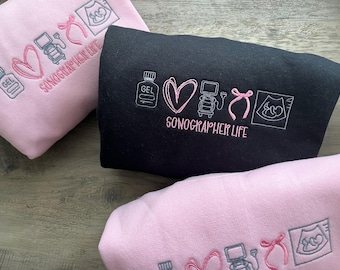 sweatshirt à col rond brodé échographiste