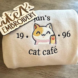Jun's Cat Cafe Embroidered Sweatshirt – SEVEN TEEN K-Pop Fan Pullover
