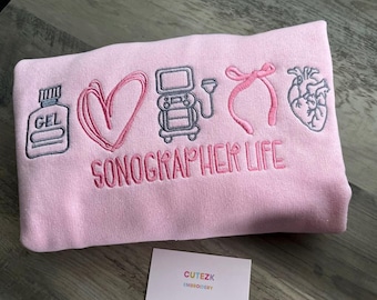 Sweat-shirt brodé à col rond pour échographie - Échographie cardiaque Pullover