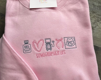 sweatshirt à col rond brodé échographiste