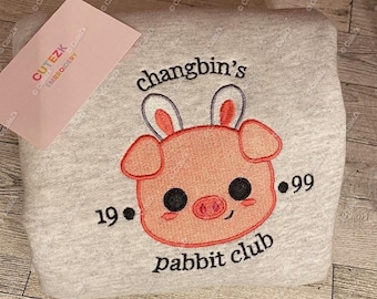 Stray Kids KPOP Chang Bin embroidered Pabbit Sweatshirt S M L XL 2X 3x