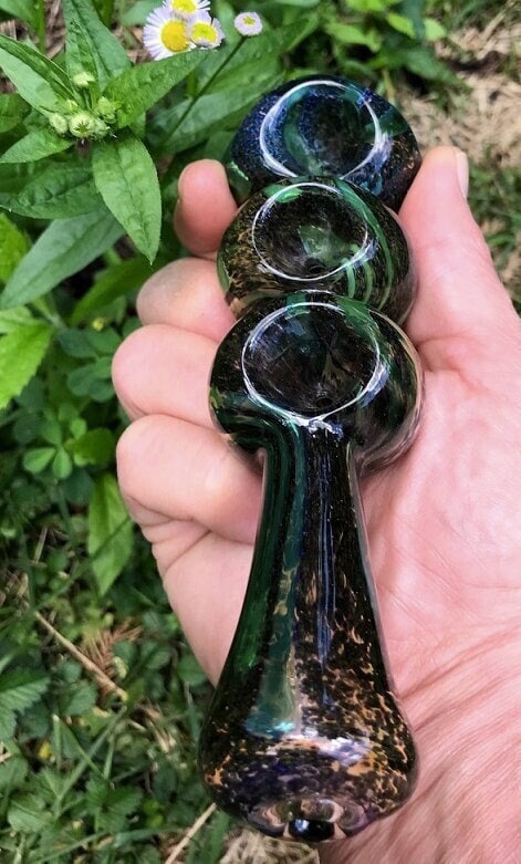 Fritted Glass Wizard - 6 Bubble Trap Fritted Sherlock Bubbler -SmokeDay