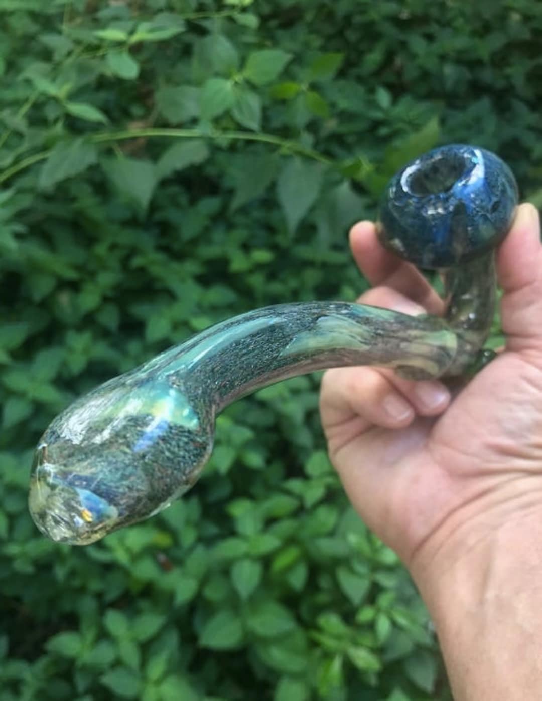 11 Gandalf Glass Pipe, Sherlock Hand Pipe, Long Curved Glass Pipe