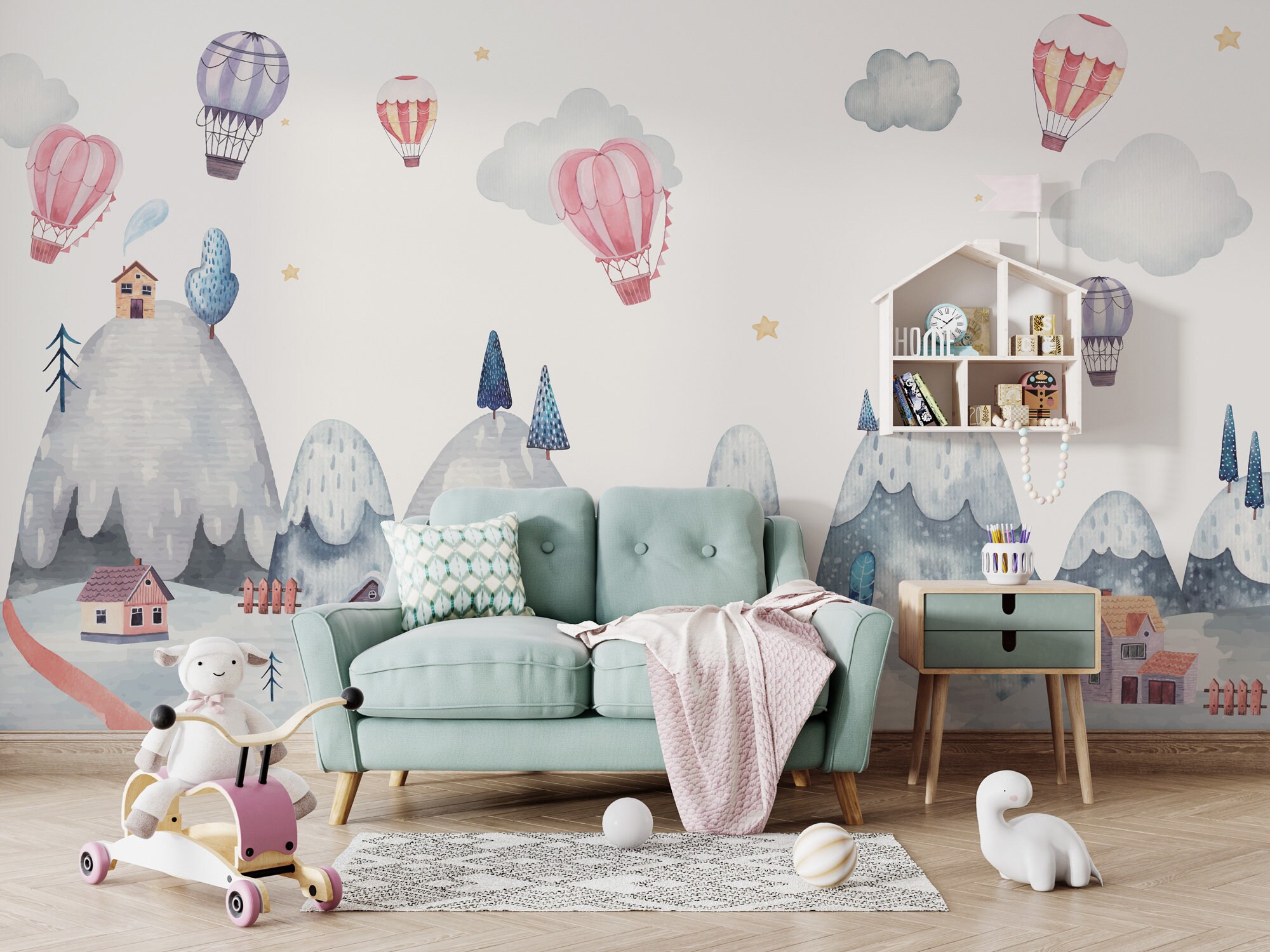 Kids Wallpaper Peel and Stick Hot Air Balloon Wall Mural - Etsy