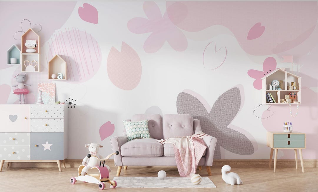 Custom Sizes Design Kids Wallpaper, Abstract Shape Peel and Stick Wall ...