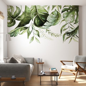 Tropisches Blatt Wandbild: Schälen und Stick Abnehmbarer Wanddekor
