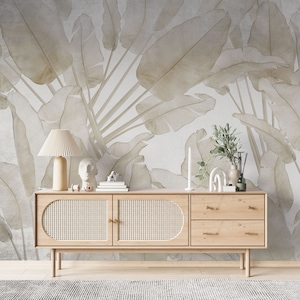 Boho Bananenblatt Wandbild: Tropische Palme Tapete, selbstklebend