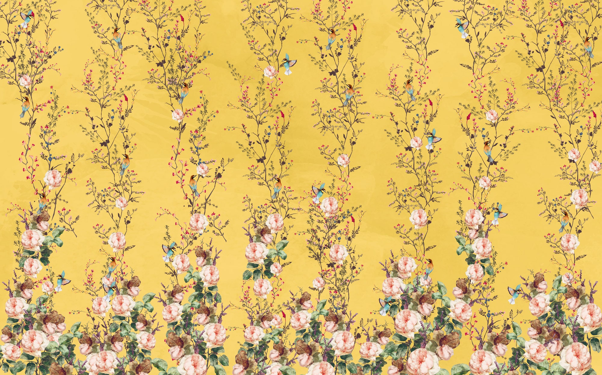 Ivy Flowers Wall Murals Chinoiserie Wallpaper Peel and Stick - Etsy