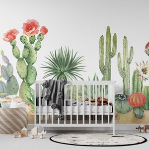 Carta da parati per cameretta a tema cactus del deserto del Texas, carta da parati murale adesiva con cactus del deserto, decorazione da parete per bambini con cactus del deserto