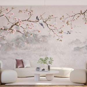 Chinoiserie Cherry Blossom Wallpaper: Asian Floral Wall Mural Peel and ...