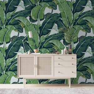 Bananenblatt Wandbild: Vintage Tropische Tapete zum Aufkleben