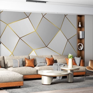 Customizable Sizes Art Wallpaper Wall Mural, Abstract Peel and Stick Wall Mural, Abstract Shape Wallpaper, Geometric Self Adhesive Wallpaper