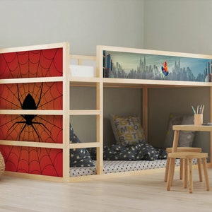 Pegatina para cama infantil IKEA KURA, lámina adhesiva para muebles, pegatina para habitación infantil, calcomanía de Spider Man, decoración para cama infantil