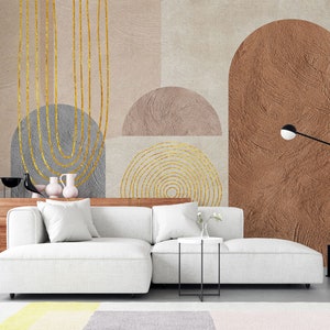 Papier peint déco murale design bohème, art mural abstrait autocollant, décoration murale abstraite, papier peint auto adhésif couleurs bohème