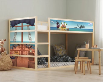 Adesivo de Cama IKEA KURA com Capitão de Navio: Decoração para Quarto Infantil, Adesivo para Cama de Menino