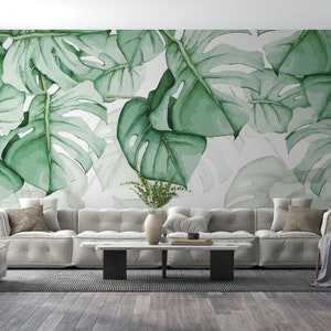 Monstera Blatt Wandbild: Tropische Tapete zum Aufkleben