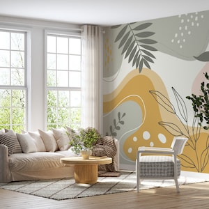 Pastel Abstract Shapes Wallpaper Mural: Self-Adhesive Wall Decor