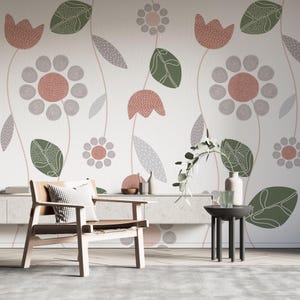 Design personnalisable, papier peint d'art, décoration murale abstraite, papier peint floral en forme de feuilles, papiers peints auto-adhésifs modernes