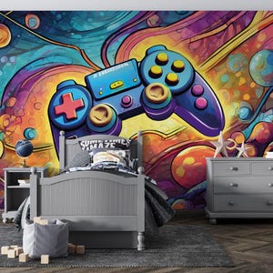 Console di gioco per la cameretta dei bambini, murale da parete per sala giochi, carta adesiva staccabile e adesiva per sala giochi, poster da parete per sala giochi, murale da parete per bar