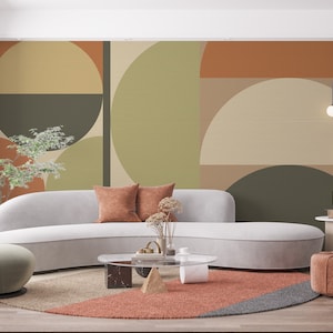 Abstract Boho Peel and Stick Wall Mural: Geometric Art Decor