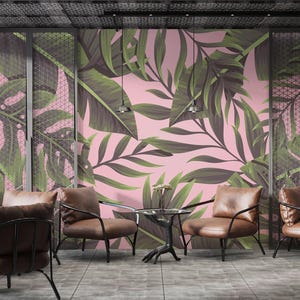 Tropical Leaf Wall Mural: Pastel Palm Peel & Stick Wallpaper