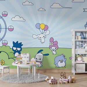 Kuromi Sanrio Schloss Fairyland Kinder Tapete Modernes Wanddekor Baby-Mädchen-Raum-Dekor-Wandbild, Prinzessin Schloss Kindertapete