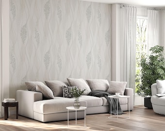 The Elegance of Simplicity Wallpaper - Neutral Leaf Wallpaper - Scandinavian Botanical Wall Mural