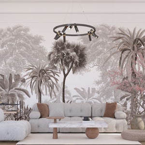 Tropische Tapete, Beige Palmen, selbstklebend