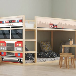 Adesivo per letto per bambini IKEA KURA, pellicola adesiva per mobili, pellicola adesiva per cameretta dei bambini, decalcomania per camion dei pompieri, decorazione per letto per bambini, adesivo KURA