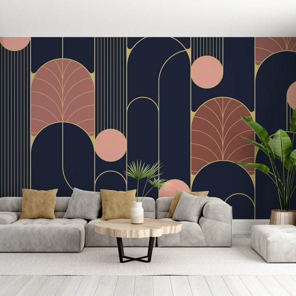 Customizable Design, Art Wallpaper Peel and Stick, Abstract Wall Mural, Abstract Shape Art Wallpaper, Mid Century Self Adhesive Wallpaper