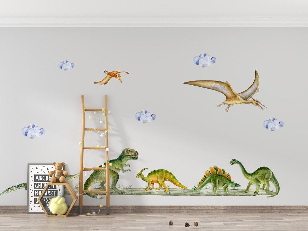 Dinosaurs Wall Sticker Set for Kids Dinosaur Types Wall Etsy