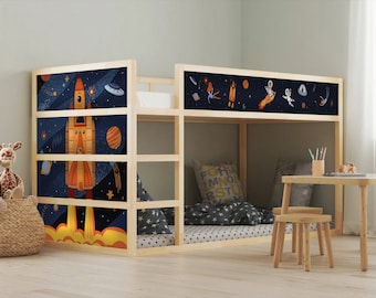 Space Rocket Decal for IKEA KURA Bed: Galaxy Kids Room Decor