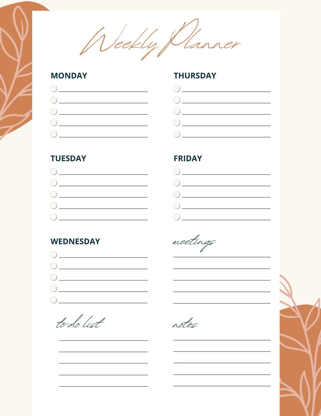 Tan Boho Teacher Weekly To-do List Planner - Etsy