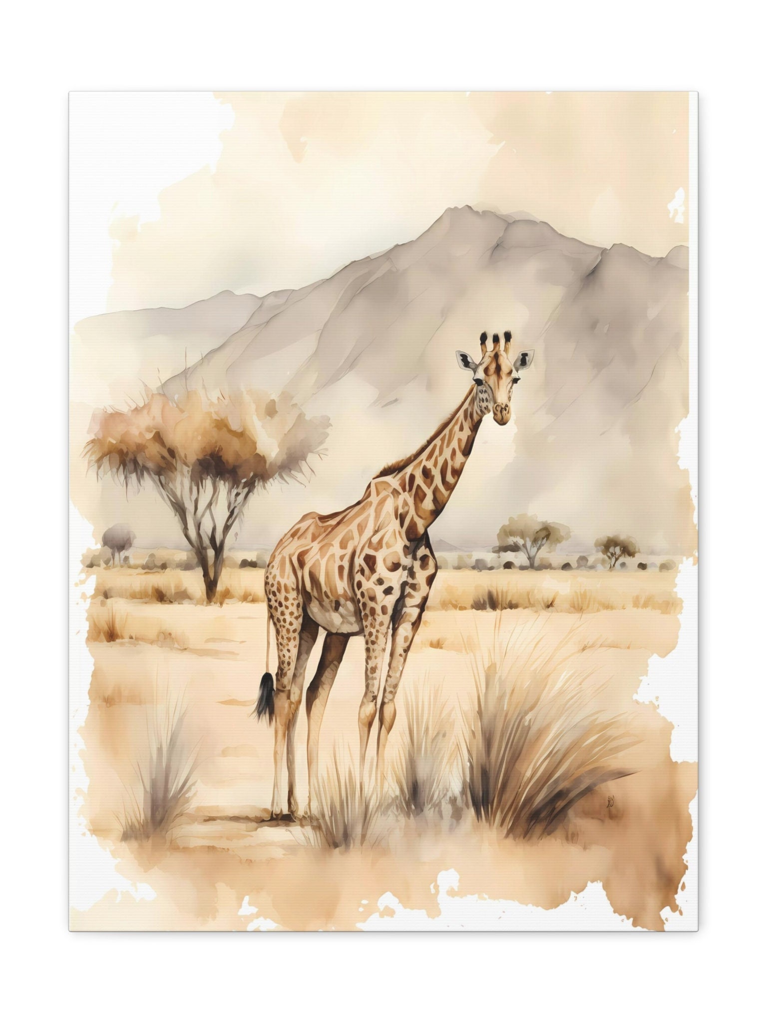 African Wall Art Gallery Set Watercolor Beige Paintings Etsy