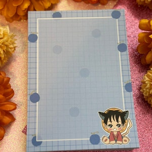 Pastele Luffy One Piece Film Red Custom Spiral Notebook Ruled Line