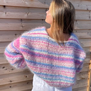 Colorfluffcardigan (FR) TikTok Patron - Tricot facile en mohair (aiguille 12mm)