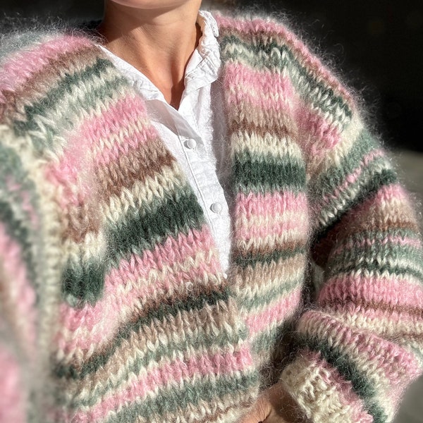 Colorfluffcardigan Autumn Edition Pattern (English) - Easy knit in mohair (needle 12mm)