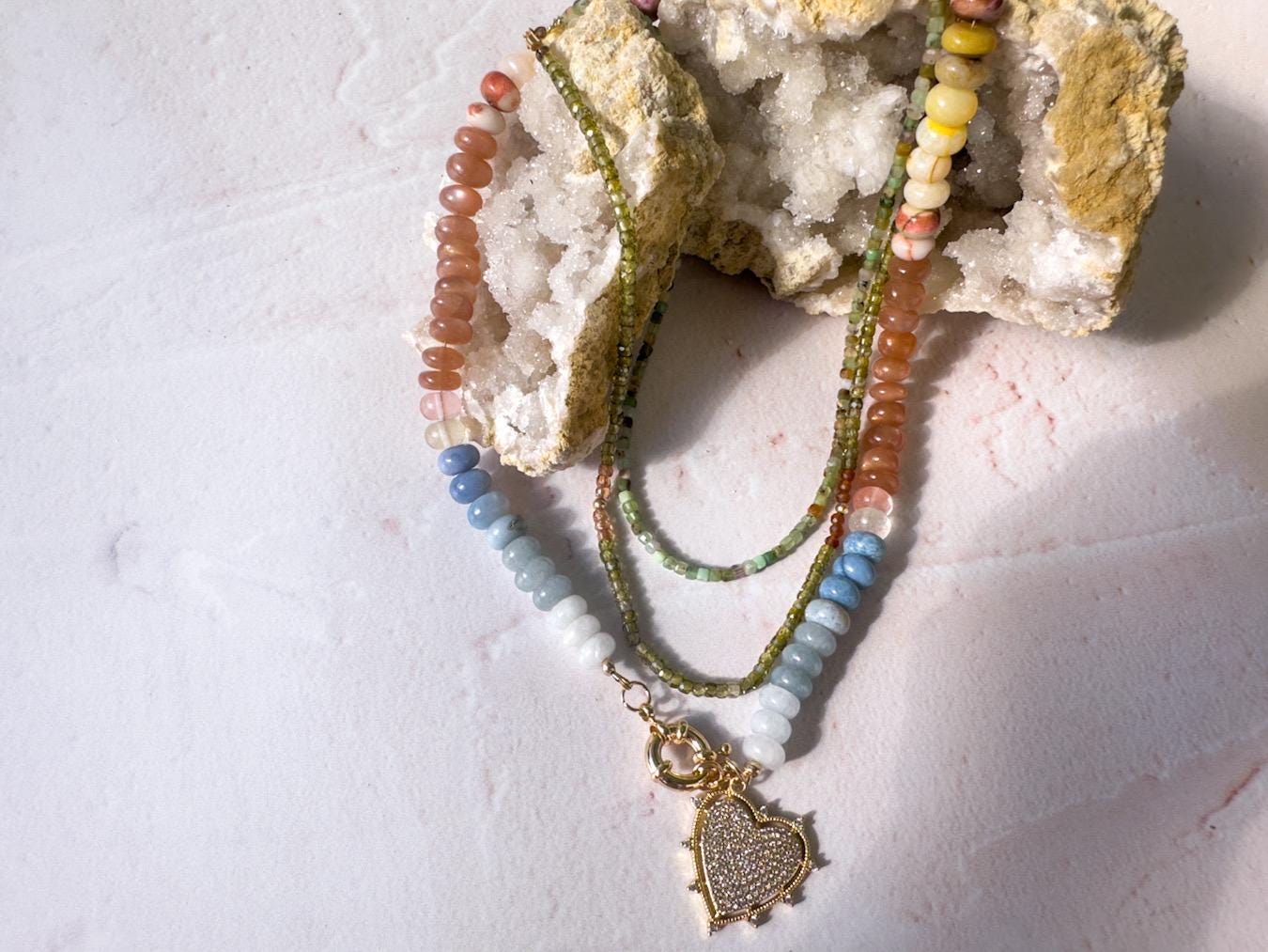 Mojave Desert Opal Statement Necklace -  Earthtoned Gemstone Pendant Necklace - Thumbnail 4