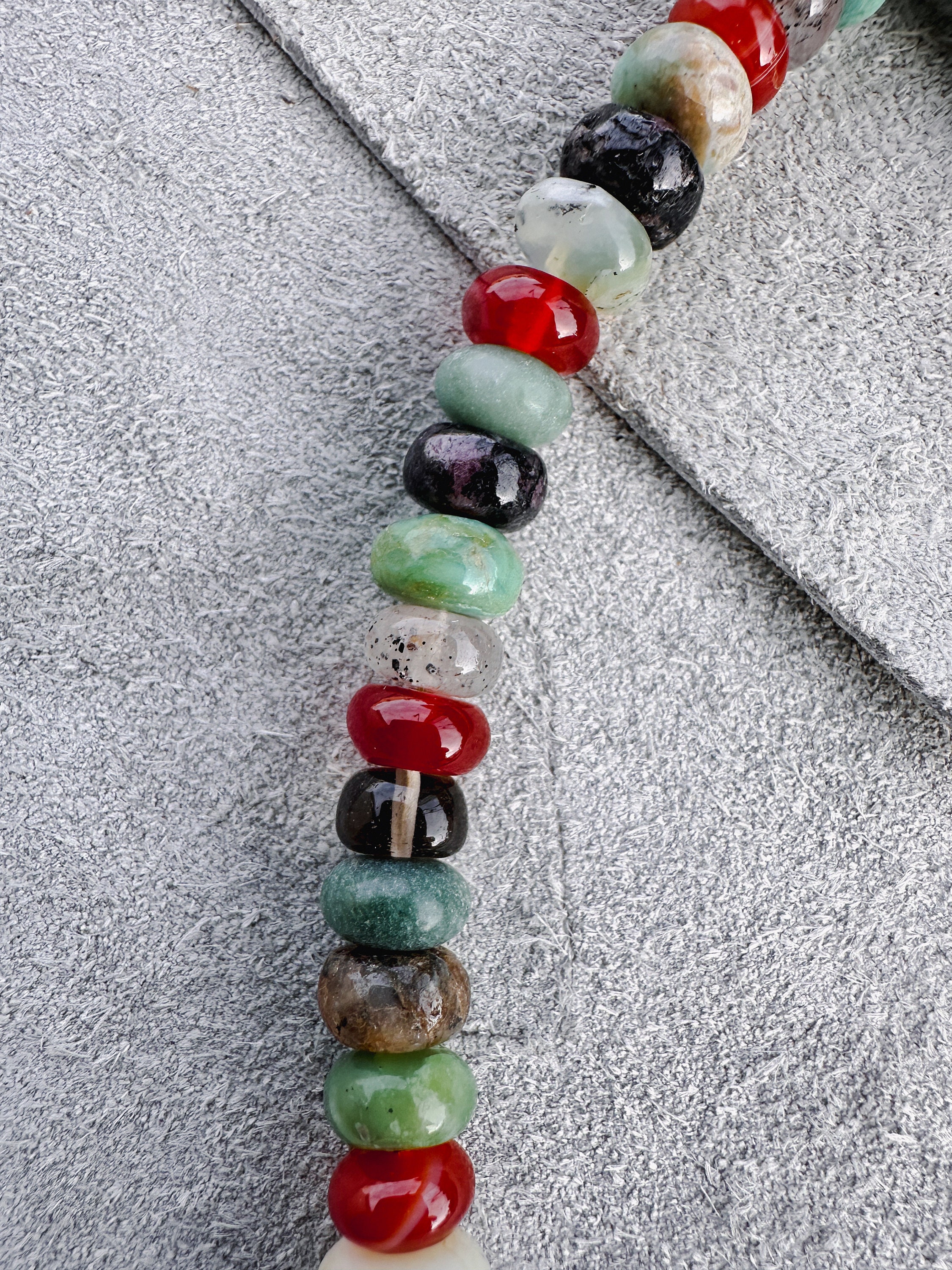 Earth Toned Candy Gemstone Necklace - Handmade Rondelle Beaded Jewelry - Thumbnail 4
