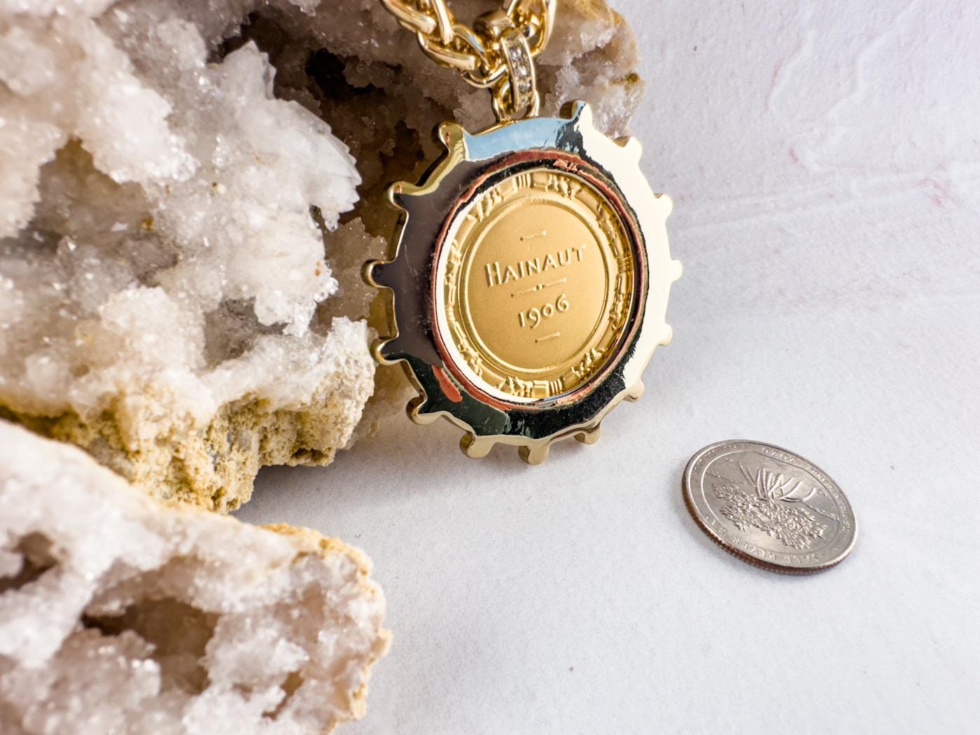 Luxe Gold Horse Coin Statement Necklace - Oversized Equestrian Jewelry - Thumbnail 4
