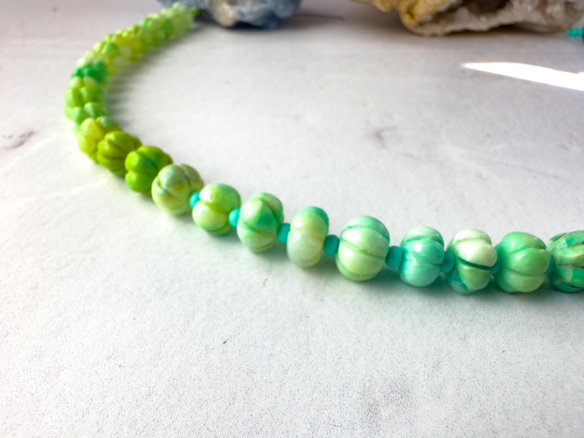 Vibrant Blue and Green Carved Opal  Necklace - Gift for the Artsian - Thumbnail 5
