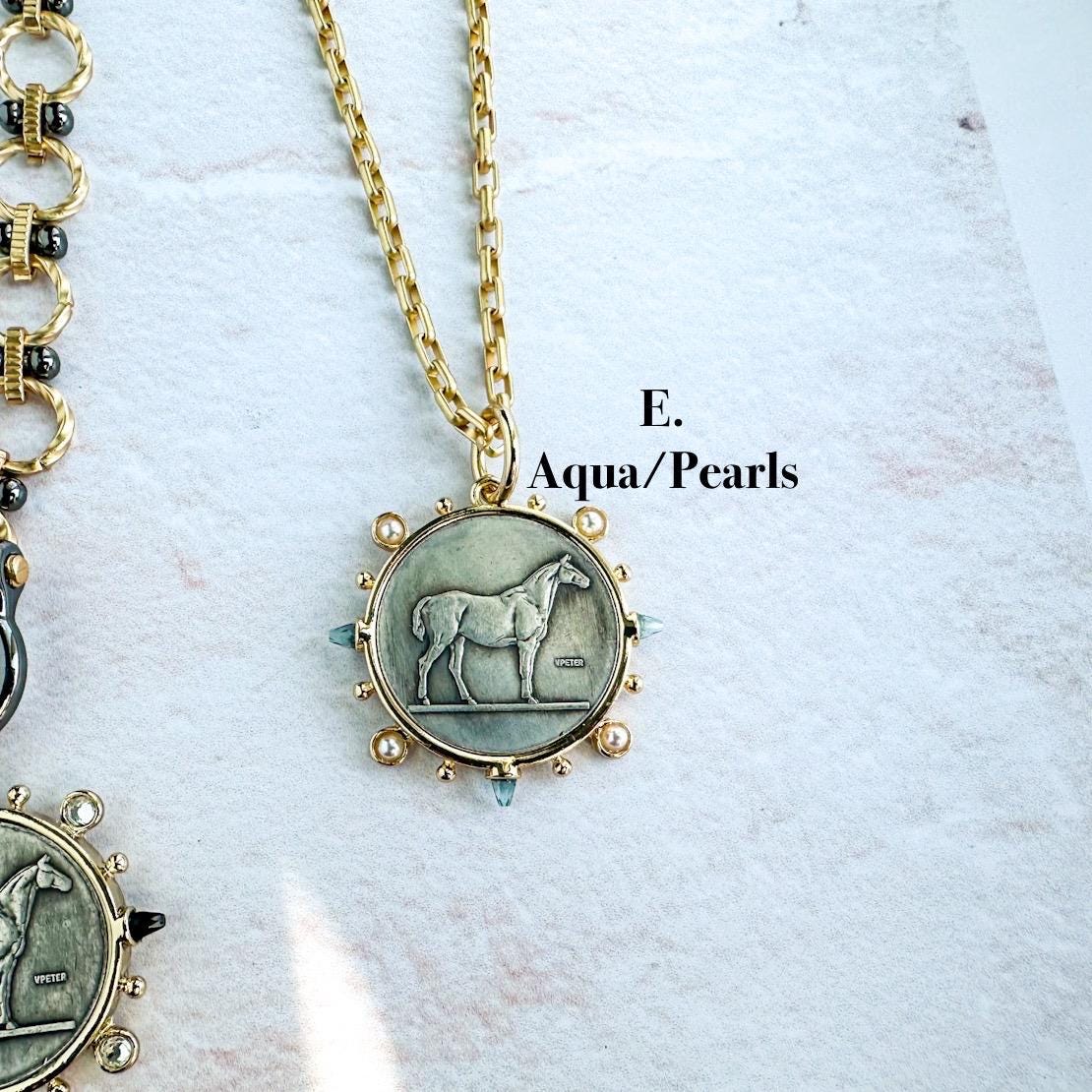 Customizable Equestrian Coin Necklace - Classic Layer Pendant Jewelry - Thumbnail 7