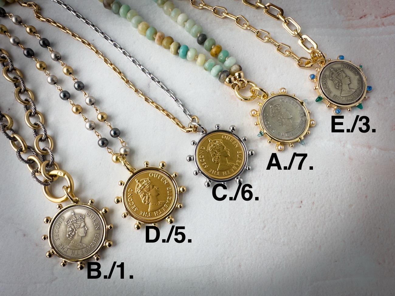 Customizable Queen Elizabeth Coin Pendant Necklace - Gift for the Socialite - Thumbnail 6