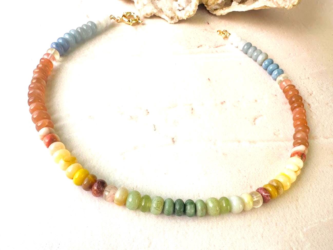 Mojave Desert Opal Statement Necklace -  Earthtoned Gemstone Pendant Necklace - Thumbnail 7