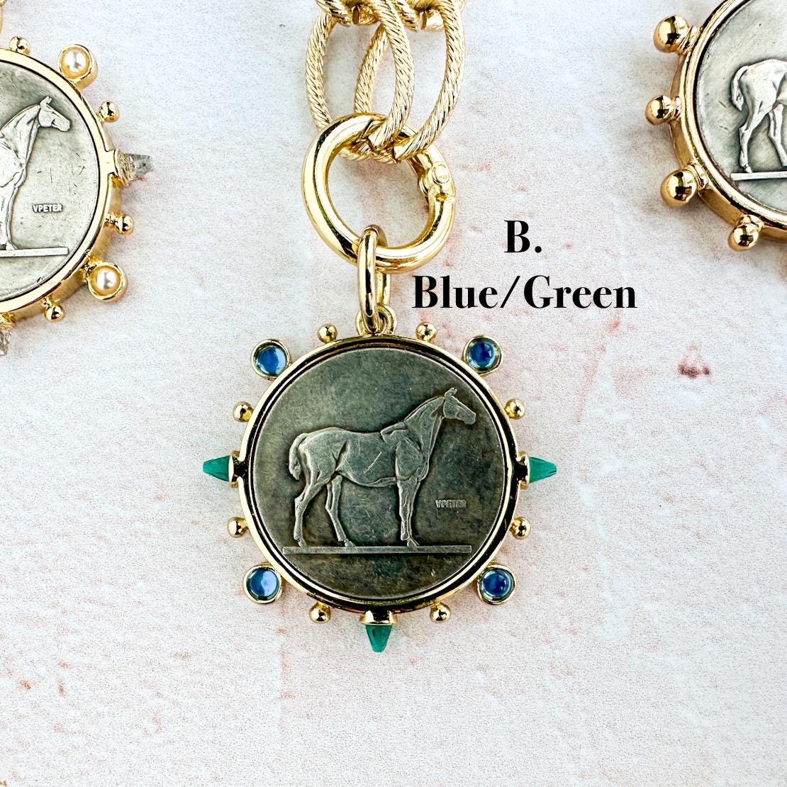 Customizable Equestrian Coin Necklace - Classic Layer Pendant Jewelry - Thumbnail 4