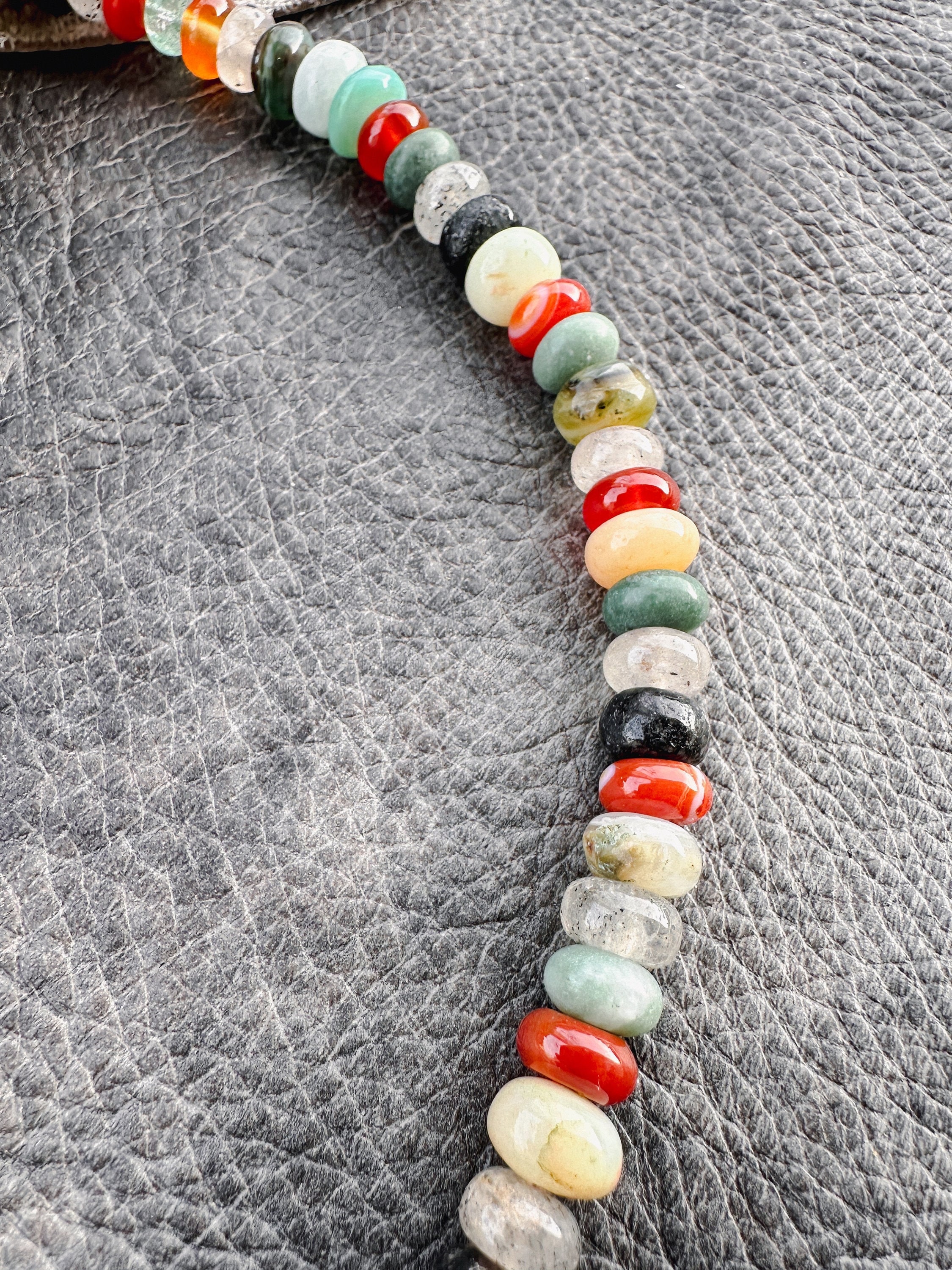 Earth Toned Candy Gemstone Necklace - Handmade Rondelle Beaded Jewelry - Thumbnail 3
